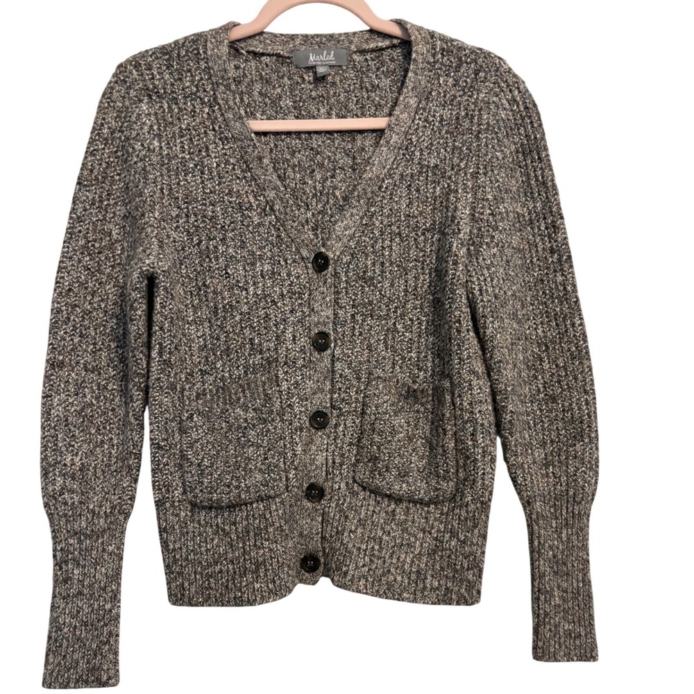 Marled‎ Reunited Clothing Womens XS Gray Brown Chunky Knit Button Front Cardigan